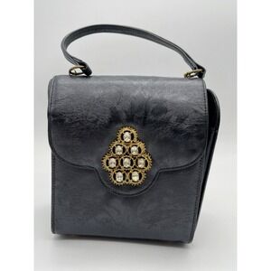 Magda Makkay Early 1900'S Black  Embellished Evening Purse Vintage‎ 5.5" X 6.5"